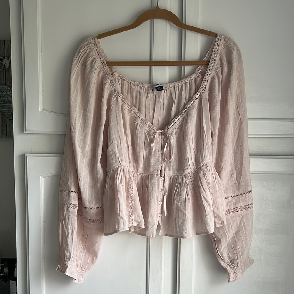 Women's Pink Peasant Blouse